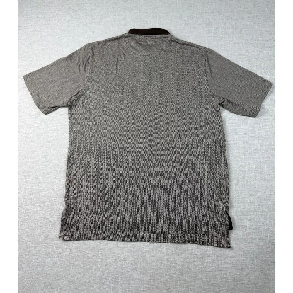 Polo Golf Ralph Lauren Polo Shirt Men’s M Brown Herringbone Pima Cotton Peru